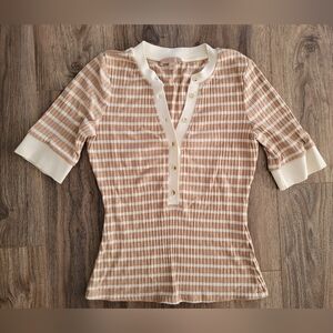Striped Tan and Cream Women's Top
